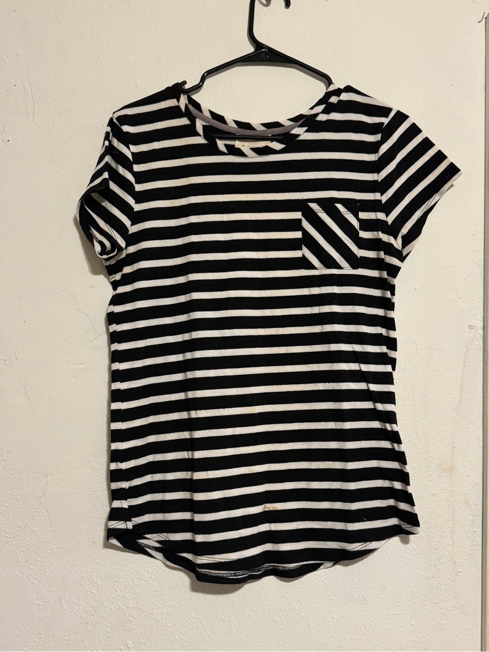 Bobbie Brooks Black and White Striped Pocket Tee